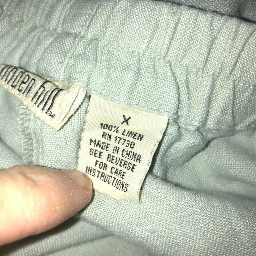 Linden Hill Womens Size XL Sage Green Linen Stretch Waist Cargo Capris Pants 1X - Picture 10 of 11